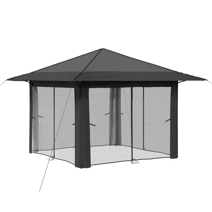 Paviljong med 4 sidoväggar 3,3 x 3,3 m Ljusgrå och antracit