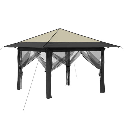 Paviljong med 4 sidoväggar 3,3 x 3,3 m Kräm och antracit