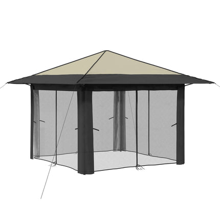 Paviljong med 4 sidoväggar 3,3 x 3,3 m Kräm och antracit