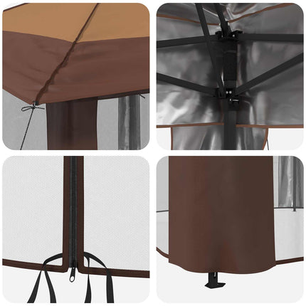 Gazebo med 4 väggar 4 x 4 m Beige och brun