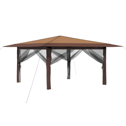 Gazebo med 4 väggar 4 x 4 m Beige och brun