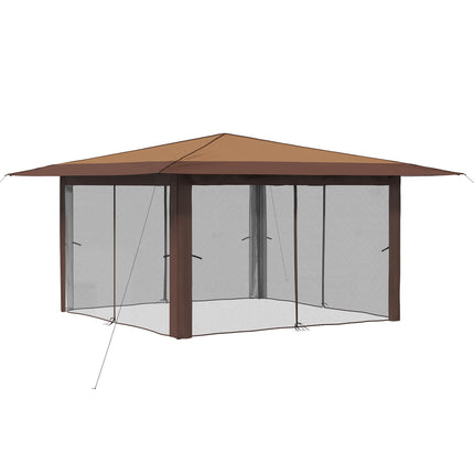 Gazebo med 4 väggar 4 x 4 m Beige och brun
