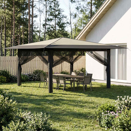 Gazebo med 4 väggar 4 x 4 m Kräm och antracit