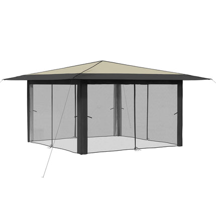 Gazebo med 4 väggar 4 x 4 m Kräm och antracit
