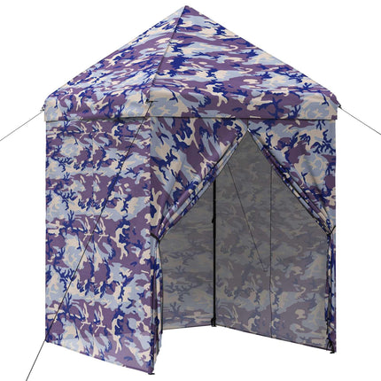 Pop-up Gazebo med 4 Sidoväggar 2 x 2 m Blå Kamouflage