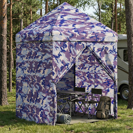 Pop-up Gazebo med 4 Sidoväggar 2,9 x 2,9 m Blå Kamouflage