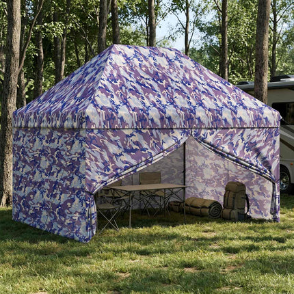 Pop-up Gazebo med 4 Sidoväggar 2,95 x 4,1 m Blå Kamouflage