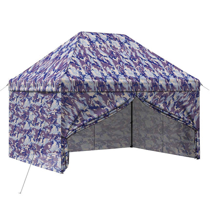 Pop-up Gazebo med 4 Sidoväggar 2,9 x 4,3 m Blå Kamouflage