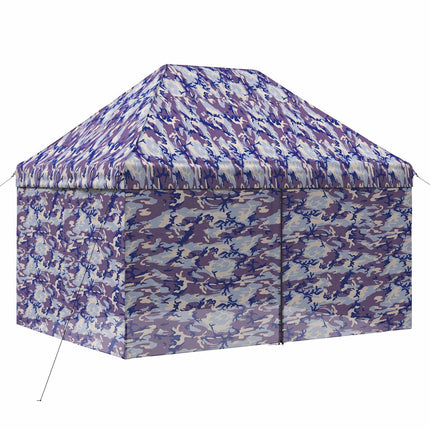 Pop-up Gazebo med 4 Sidoväggar 2,9 x 4,3 m Blå Kamouflage