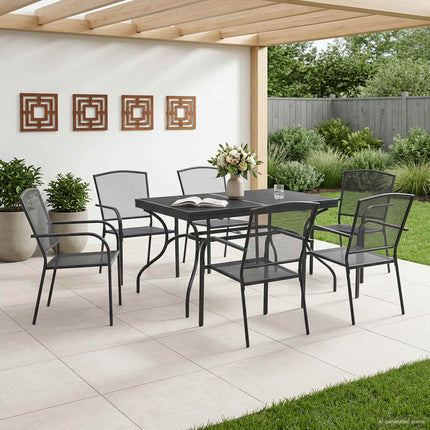 Trädgårdsmöbelset 7 pcs Antracit 212 x 90 x 76 cm Nät och Stål