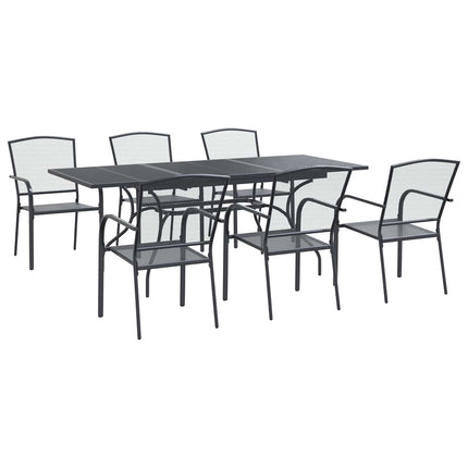 Trädgårdsmöbelset 7 pcs Antracit 212 x 90 x 76 cm Nät och Stål
