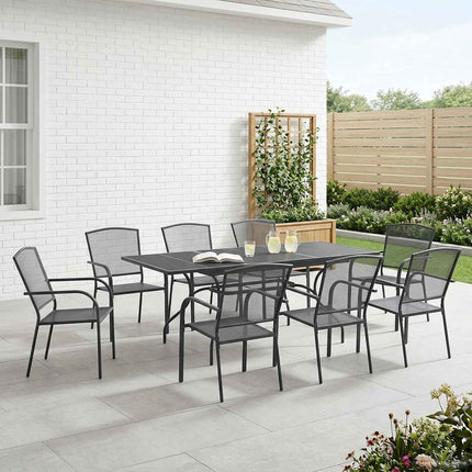 Trädgårdsmöbelset 9 pcs Antracit 212 x 90 x 76 cm Nät och Stål