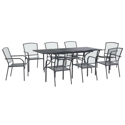 Trädgårdsmöbelset 9 pcs Antracit 212 x 90 x 76 cm Nät och Stål