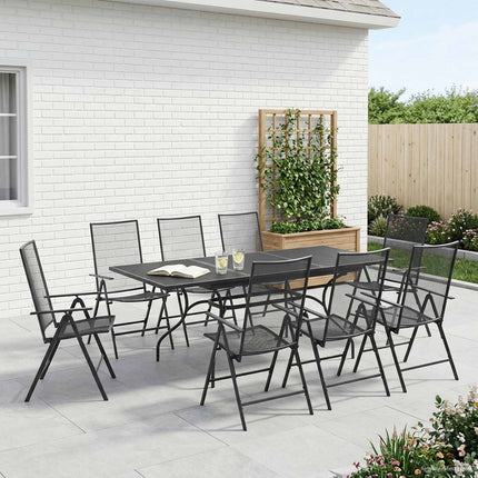 Trädgårdsmöbelset 9 pcs Antracit 212 x 90 x 76 cm Nät och Stål