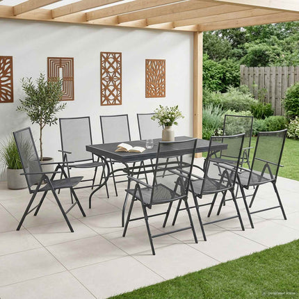 Trädgårdsmöbelset 9 pcs Antracit 212 x 90 x 76 cm Nät och Stål