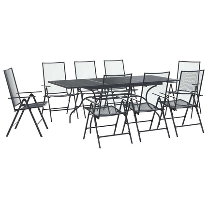 Trädgårdsmöbelset 9 pcs Antracit 212 x 90 x 76 cm Nät och Stål