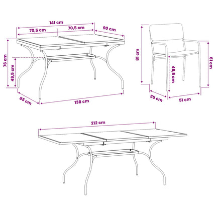 Trädgårdsmöbelset 9 pcs Antracit Stål