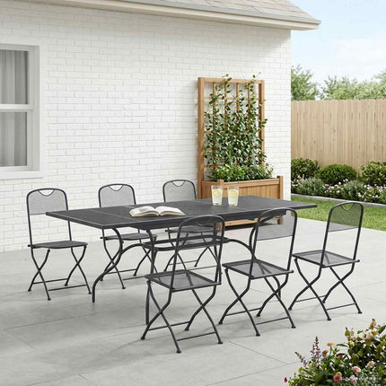 Trädgårdsmöbelset 7 pcs Antracit 212 x 90 x 76 cm Nät och stål