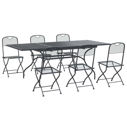 Trädgårdsmöbelset 7 pcs Antracit 212 x 90 x 76 cm Nät och stål