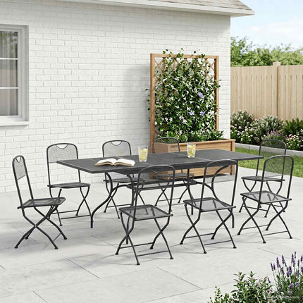 Trädgårdsmöbelset 9 pcs Antracit 212 x 90 x 76 cm Nät och stål