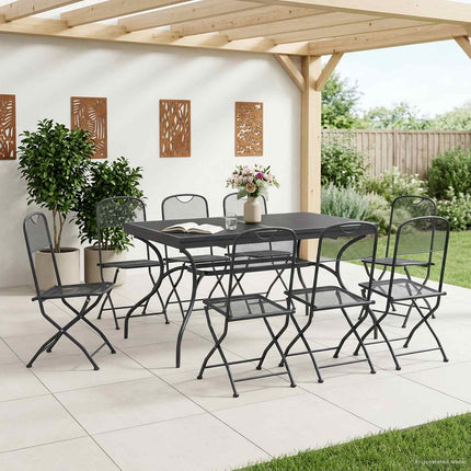 Trädgårdsmöbelset 9 pcs Antracit 212 x 90 x 76 cm Nät och stål