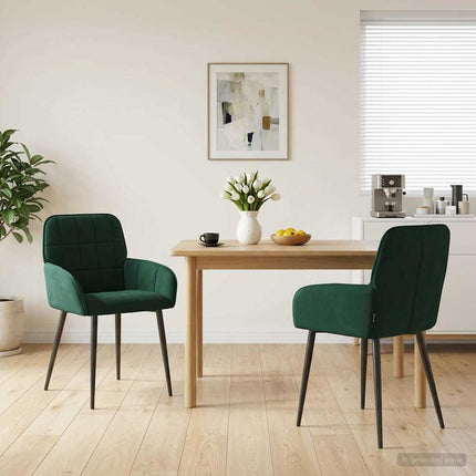 Matstolar 2 pcs Sammet Mörkgrön 57 x 50 x 85 cm