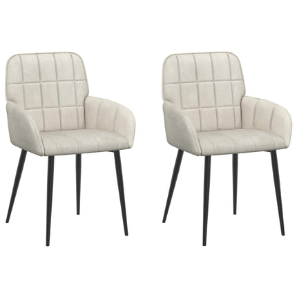 Matstolar 2 pcs Sammet Gräddvit 57 x 50 x 85 cm