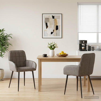Matstolar 2 st Konstläder Grå 57 x 50 x 85 cm