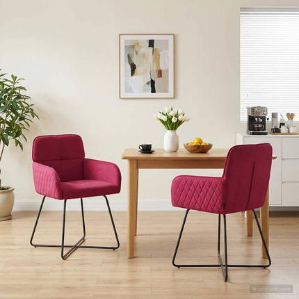 Matstolar 2 pcs Sammet Vinröd 59 x 56,5 x 86 cm