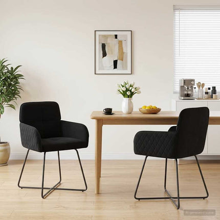 Matstolar 2 st Sammet Svart 59 x 56,5 x 86 cm