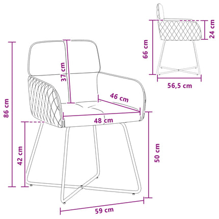 Matstolar 2 st Sammet Gräddvit 59 x 56,5 x 86 cm