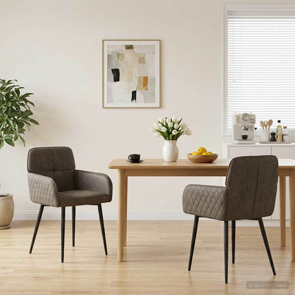Matstolar 2 pcs Faux Mockaläder Mörkgrå 59x56,5x85cm