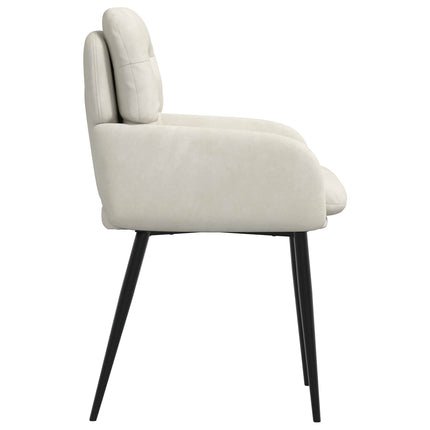Matstolar 2 st Sammet Gräddvit 59 x 59,5 x 90 cm