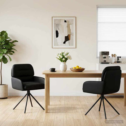 Svängande Matstolar 2 st Konstläder Svart 59 x 59,5 x 90 cm
