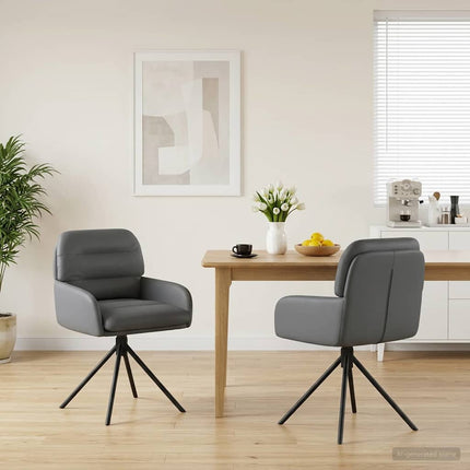 Svängande Matstolar 2 st Konstläder Grå 59 x 59,5 x 90 cm