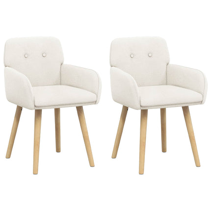 Matstolar 2 st Bouclé Gräddvit 59 x 57 x 85 cm