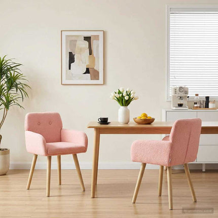 Matstolar 2 st Bouclé Rosa 59 x 57 x 85 cm