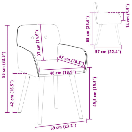 Matstolar 2 st Bouclé Svart 59 x 57 x 85 cm