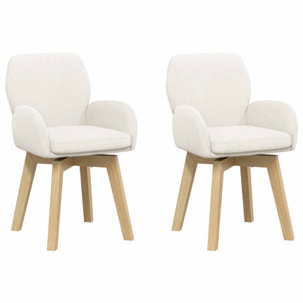Svängande Matstolar 2 pcs Bouclé Gräddvit 54 x 58 x 87 cm