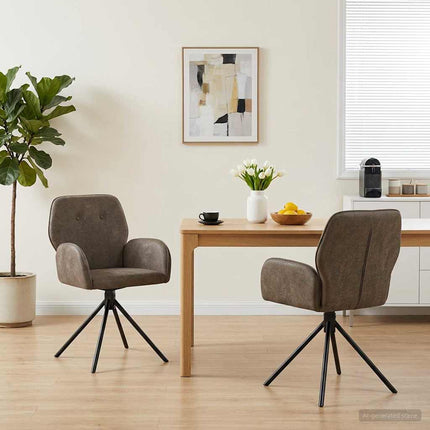 Svängande Matstolar 2 pcs Faux Mockaläder Mörkgrå