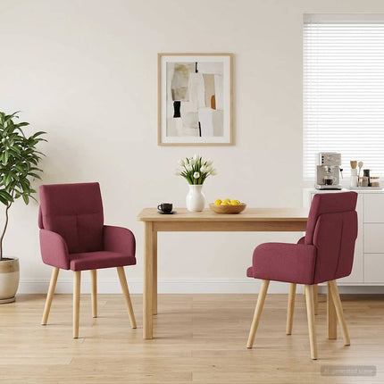 Matstolar 2 st Tyg Vinröd 60 x 56 x 96 cm