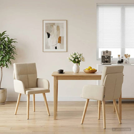 Matstolar 2 pcs Tyg Gräddvit 60 x 56 x 96 cm