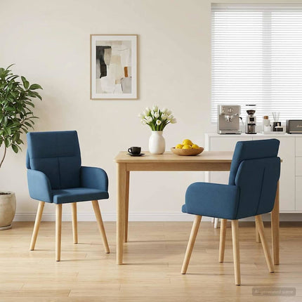 Matstolar 2 st Tyg Blå 60 x 56 x 96 cm