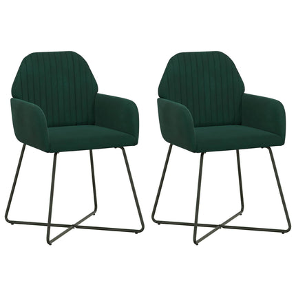 Matstolar 2 pcs Sammet Mörkgrön 55 x 50 x 84 cm