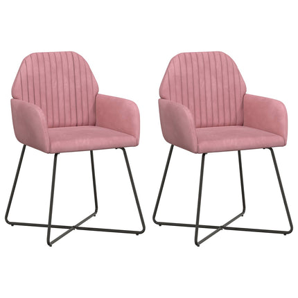 Matstolar 2 pcs Sammet Rosa 55 x 50 x 84 cm
