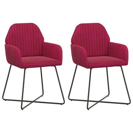 Matstolar 2 pcs Sammet Vinröd 55 x 50 x 84 cm