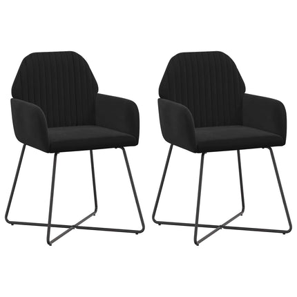 Matstolar 2 st Sammet Svart 55 x 50 x 84 cm