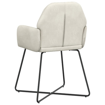 Matstolar 2 st Sammet Gräddvit 55 x 50 x 84 cm