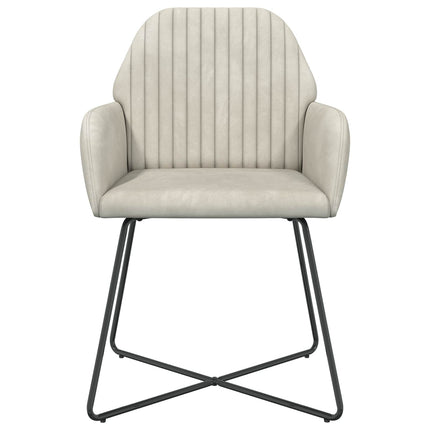 Matstolar 2 st Sammet Gräddvit 55 x 50 x 84 cm