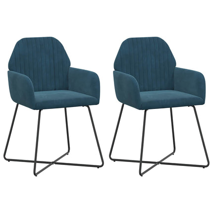 Matstolar 2 pcs Sammet Blå 55 x 50 x 84 cm